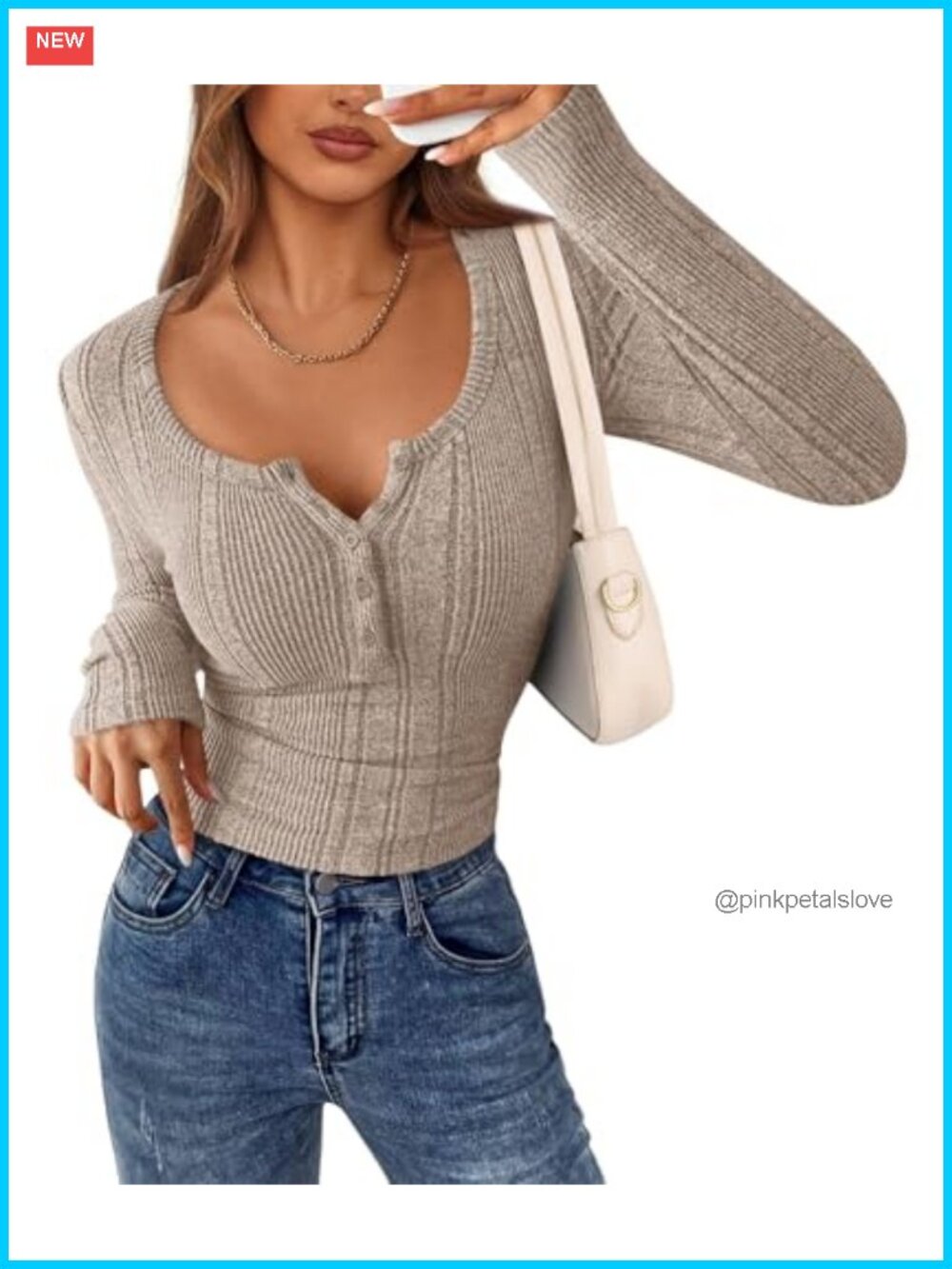 PRETTYGARDEN Women's Ribbed Henley Long Sleeve Top